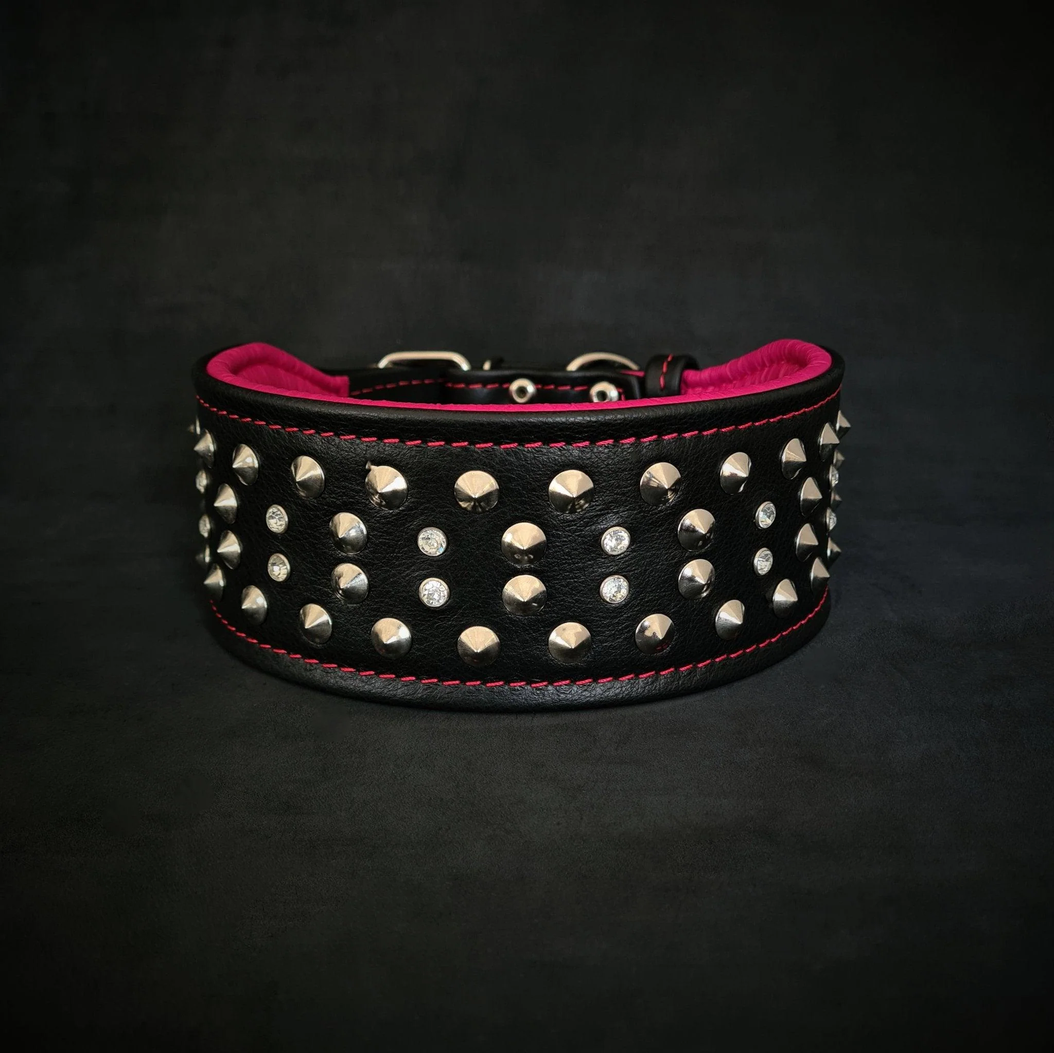 "Crystal" 2.8 inch wide soft leather collar - Image 2